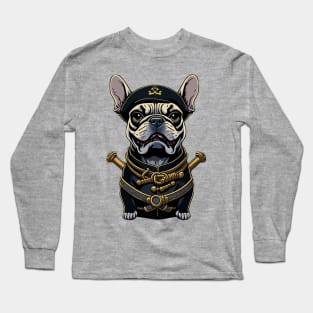 Cartoonish French Bulldog Pirate Long Sleeve T-Shirt